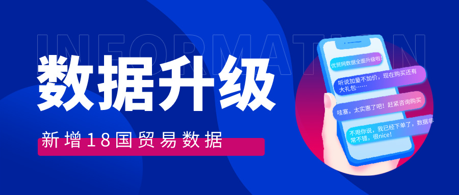 好消息！優(yōu)貿(mào)網(wǎng)海關(guān)數(shù)據(jù)全面升級(jí)，新增18國(guó)貿(mào)易數(shù)據(jù)！